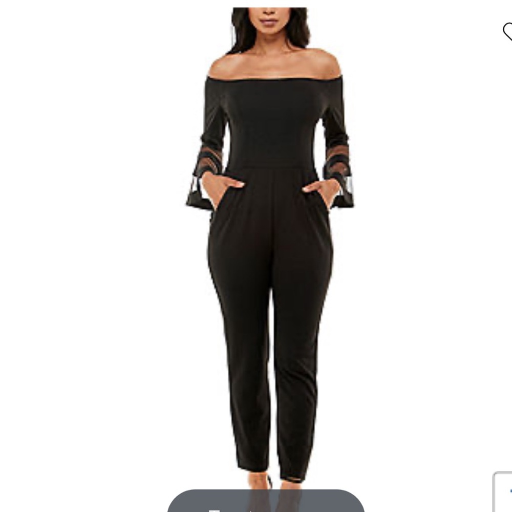 Premier Black Jumpsuit with Mesh Sleeve Accents